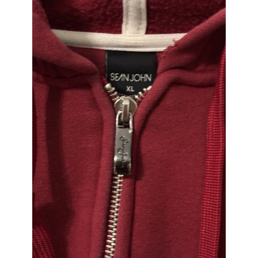 Sean John Vtg Red Men Full Zip Hoodie hip hop 90s Sz XL Logo #19 Embroidered Y2K